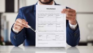 Attorney holding insurance form