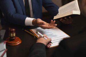 an attorney reading law codes